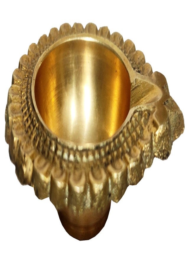 Purpledip Brass Diya Oil Lamp Holder: Flower Shape Aarti Deepak (12247) - Image 2